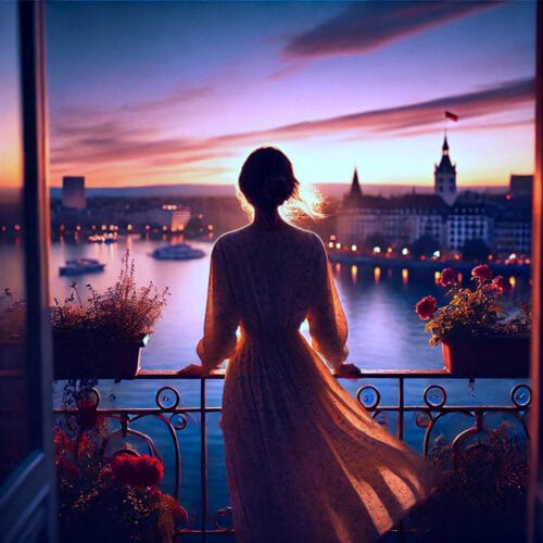 Vue nocturne depuis un balcon