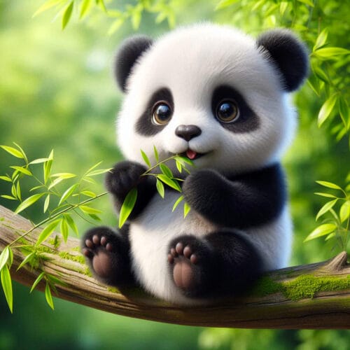 Adorable Padan grignotant du Bambou