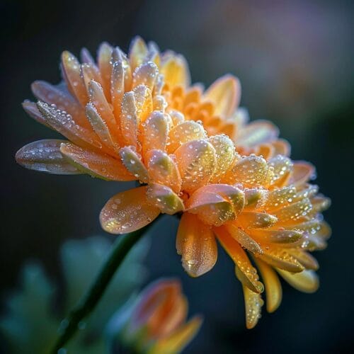 Fleur couverte de rosée