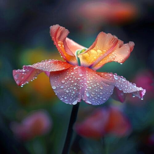Fleur scintillante de rosée