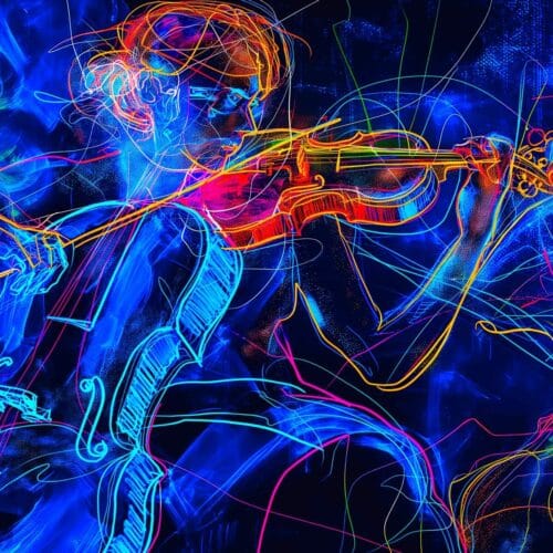 Joueuse de violon en lumière