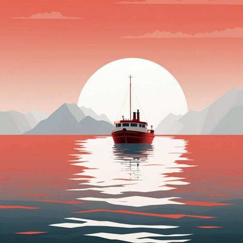 Bateau au Coucher de Soleil