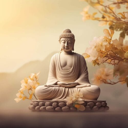 Statue de Bouddha au Printemps