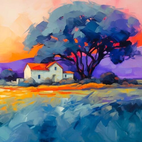 Paysage Coloré avec Maison