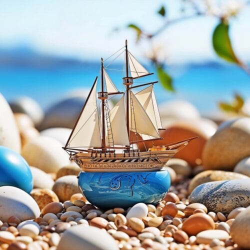 Bateau sur Plage de Galets