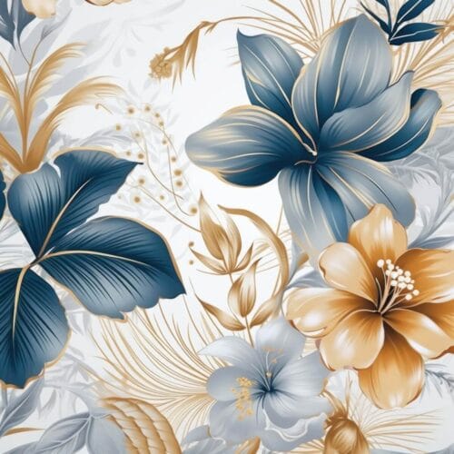 Fleurs dorées et bleues