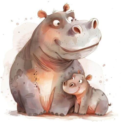 Hippopotame et son petit