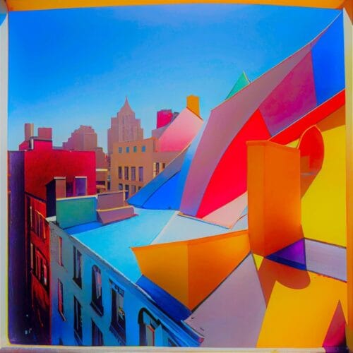 Ville aux toits multicolores