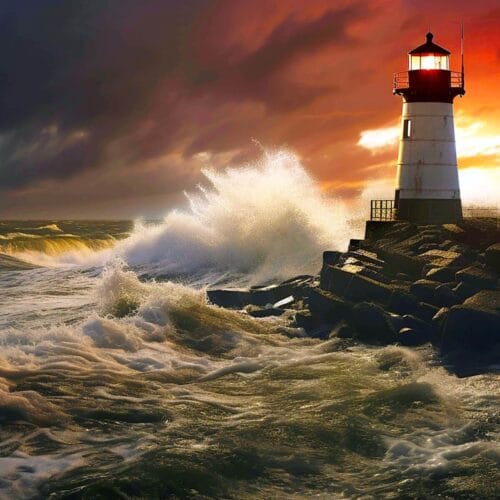 Phare face à la tempête