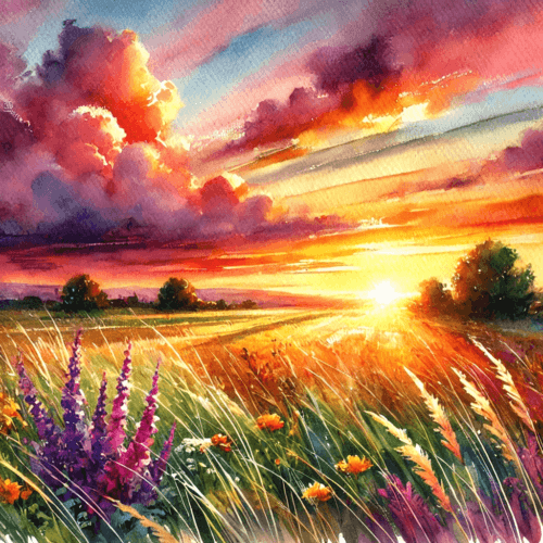 Coucher de soleil champêtre