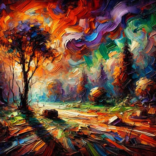 Forêt sous ciel tourmenté