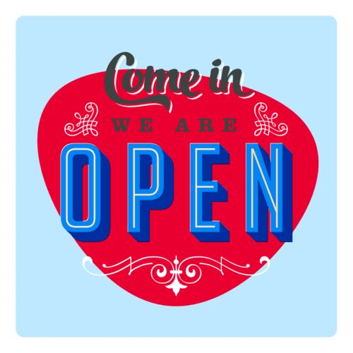 Panneau rétro 'We are Open'