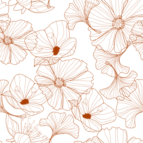 Motif floral linéaire délicat