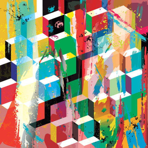 Design abstrait coloré avec formes cubiques