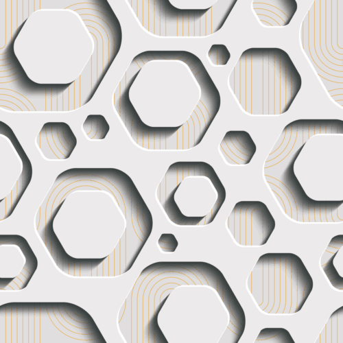 Motif hexagonal avec effets de profondeur et lignes subtiles